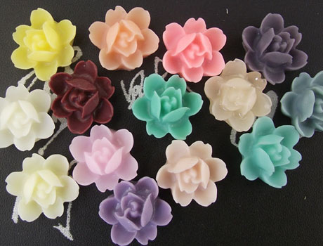 12mm Assorted Colour Orchid Resin Flower Cabochons