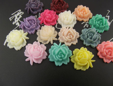 Assorted Colour Resin Flower Cabochons