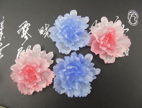 38X41mm Resin Peony Flower Cabochons of Assorted Colors