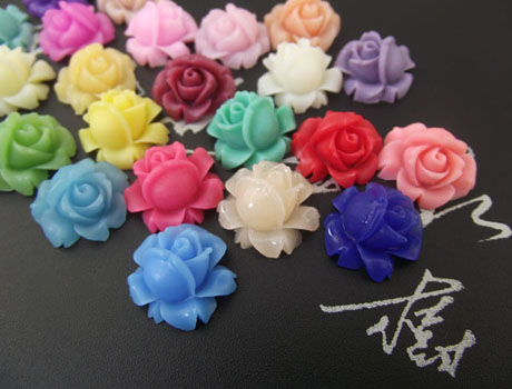 16MM Shrub Rose Resin Flower Cabochons of Assorted Colour - HD33