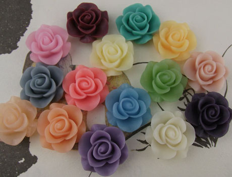 21MM Rose Resin Flower Cabochons of Assorted Colors HD45