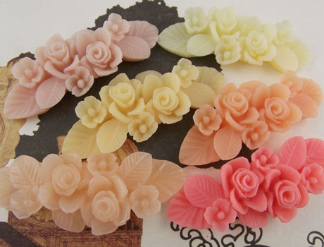 20X53MM Resin Flower Cabochons of Assorted Colors - HD120