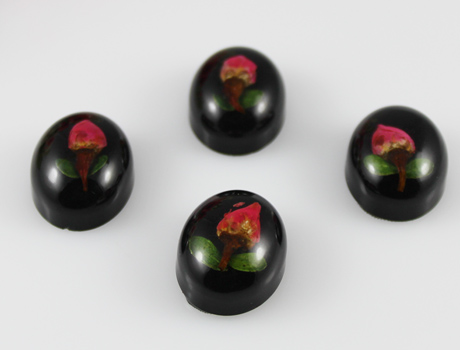 18X23mm Oval Black Real Mini Rose pendant