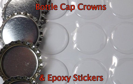 Crown Bottle caps No Hole and Epoxy Stickers 