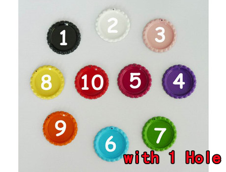Colors Flattened Bottle caps with 1 Hole