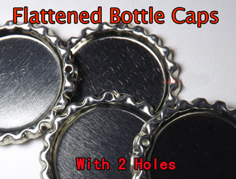 Flattened Bottle caps with 2 Holes