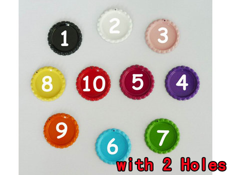 Colors Flattened Bottle caps with 2 Holes