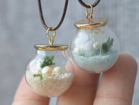 20/30MM Natural Beach in a Glass Globe Necklace