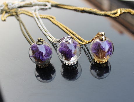 20MM Real Dry Flower Glass Globe Necklace