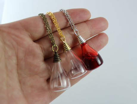 30X18MM Tear Drop Perfume Bottle Necklace With Bottom Hole