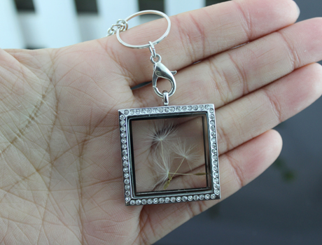 30X30MM metal glass box Lockets Necklace
