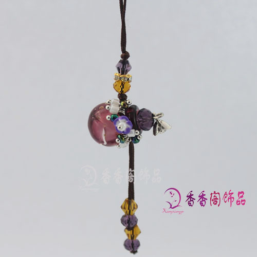 Murano Glass Perfume Cellphone Straps Ball With Flower