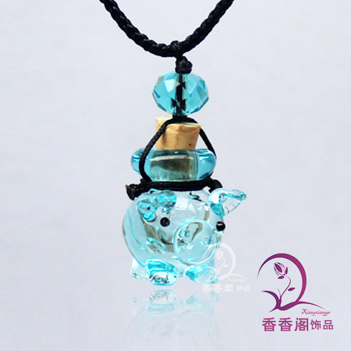 Murano Glass Perfume Necklace Pig(with cord)