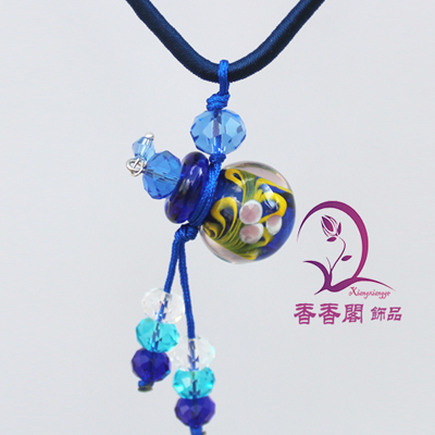 Murano Glass Perfume Necklace Flower Ball (with cord)