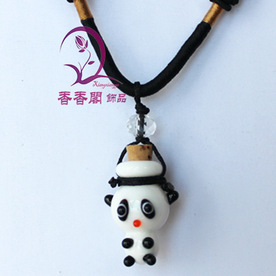 Murano Glass Perfume Necklace Lovely Panda (with cord)