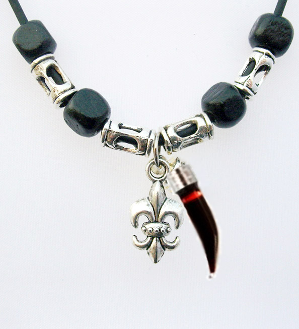 Blood Vial Fang Necklace with Cross