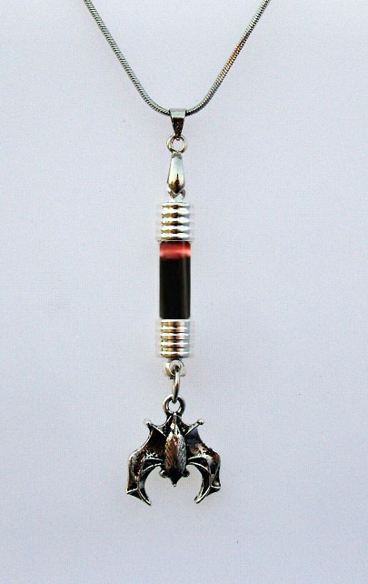 Blood Vial necklace with Bat(With Necklace Chain)
