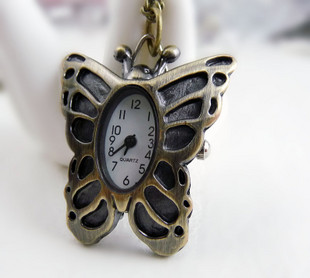 Butterfly Pocket Watch With Metal Chain(32x37MM,Bronze-plated color)