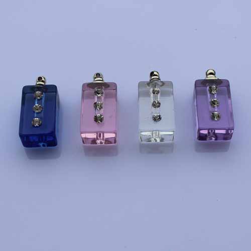 Crystal Rhinestone Perfume Vials Square(23x18MM,assorted colors)