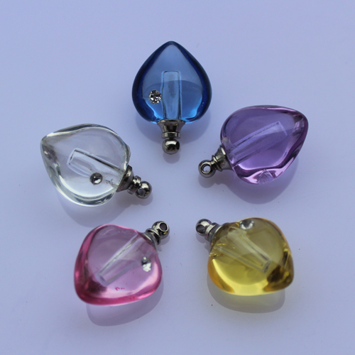Crystal Rhinestone Perfume Vials Heart(21x13MM,assorted colors)