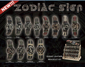 Zodiac Leather Bracelet kit(sold in per package of 12 pcs, assorted designs)