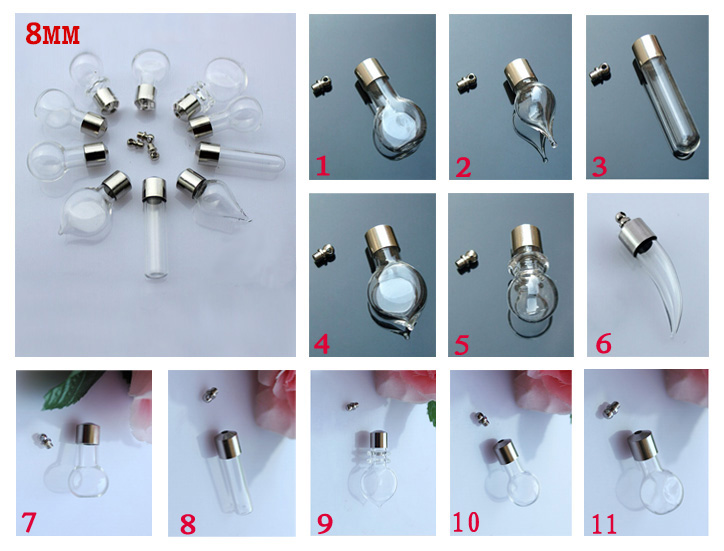 8MM Glass Vials(Preglued nickel-plated screw caps)