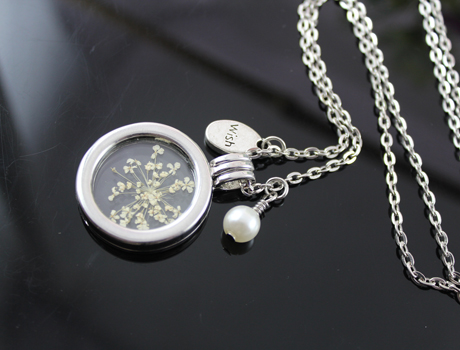30MM Glass Locket Pendant Make A Wish necklace
