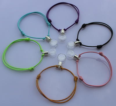 Wax Cord Bracelets With 6MM Glass Vials