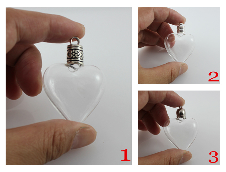 36X34MM Glass Heart Bottle with metal caps