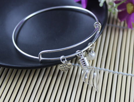 Alex and Ani Inspired Expandable Silver Bangles With Glass Vials