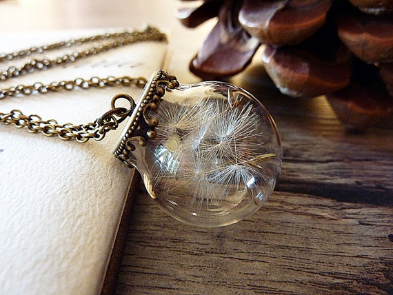 25/30MM Dandelion Real Seed Glass Globe Necklace