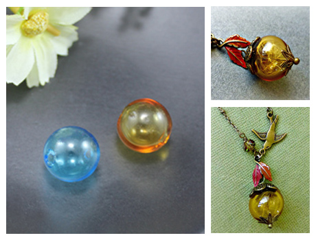 14MM Glass Globe Pendant With Opening hole on both ends(2 Colors available)