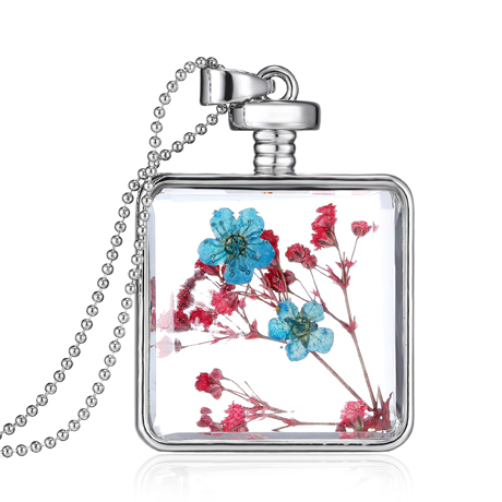 Real dry flower glass locket necklace(3 Designs available)
