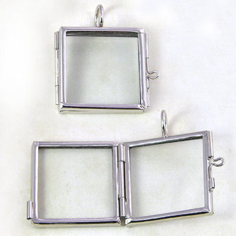3x3CM Small Square Glass Lockets Pendants