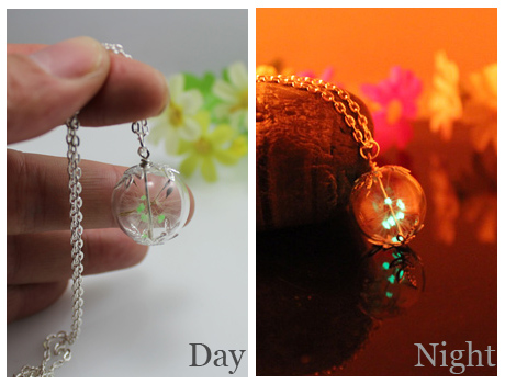20/25MM Glass Ball Real dandelion Glowing necklace