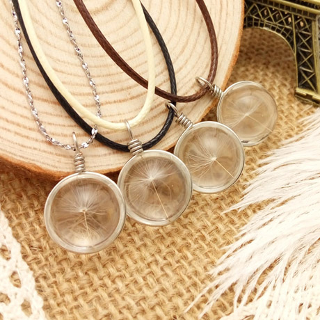 20MM 25MM Glass Ball Real dandelion seeds  necklace