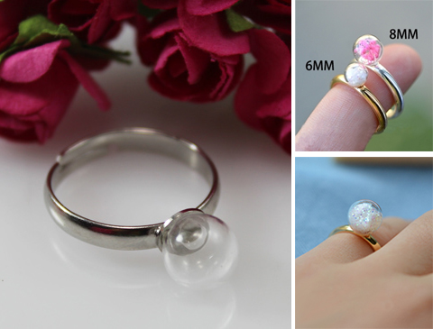 6/8MM Mini Glass Ball Ring(Adjustable)