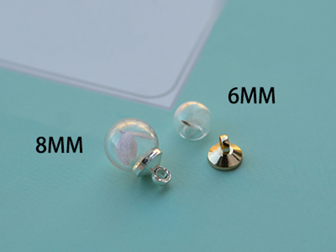 6/8MM Glass Ball with metal caps