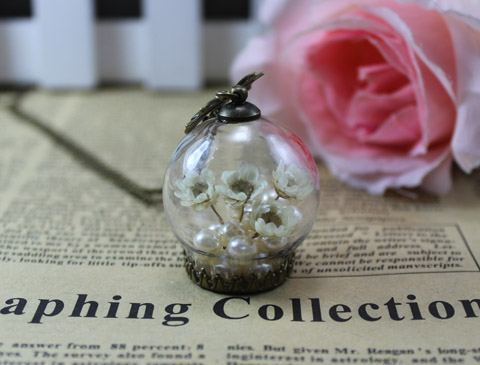 20/25/30MM Real Dry Flower Glass Globe Necklace
