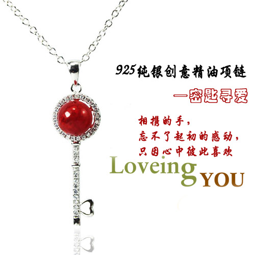 925 Silver Keychain Necklace with Perfume Ball 