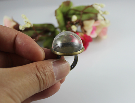 Clear Glass Globe Bottle Ring Setting