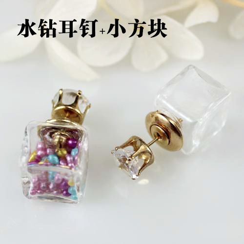 13X13MM Mini Square Crystal  Earring (sold per pair)