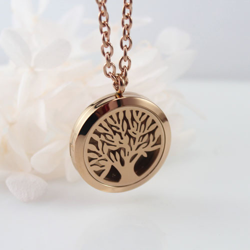 25/30MM Gold Rose Diffuser Locket NeckLace