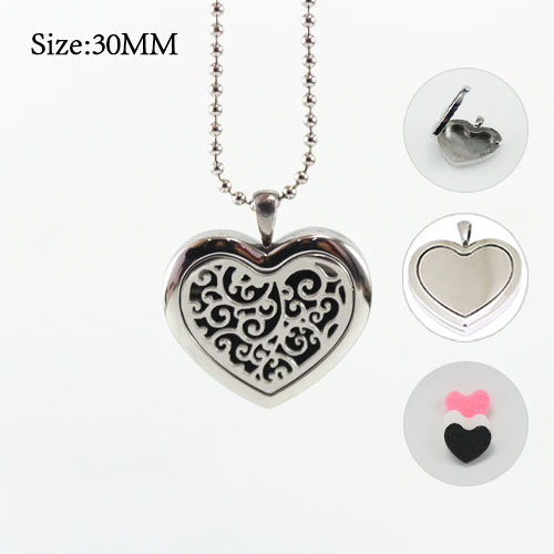 30x30MM  Heart  Diffuser Locket Necklace