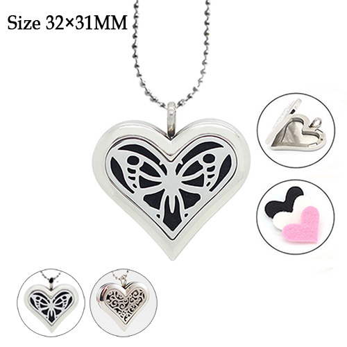 32x31MM Heart Perfume Diffuser Locket Necklace