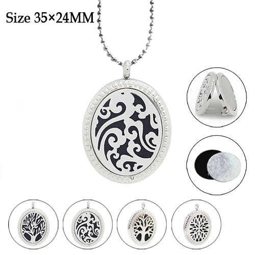 35x24MM Oval Perfume Diffuser Locket Necklace