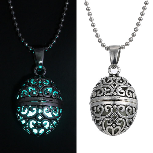 18x11MM Ball Locket Glowing in Dark Necklace