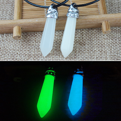 Cylindrical stone Glowing Necklace