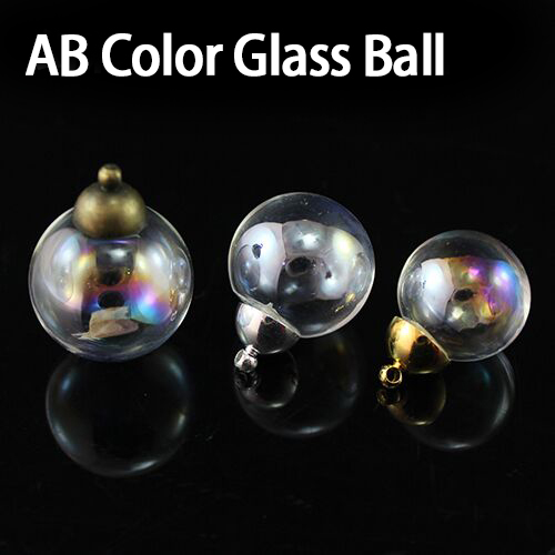 10/12/14/16/18/20/25MM AB Color Glass Ball With Metal Cap