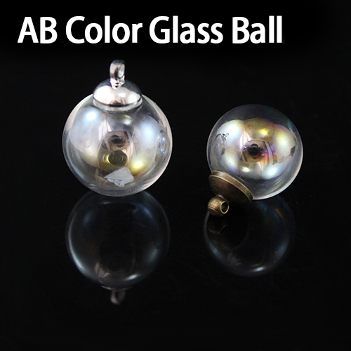 10/12/14/16/18/20/25MM AB Color Glass Ball With Metal Cap